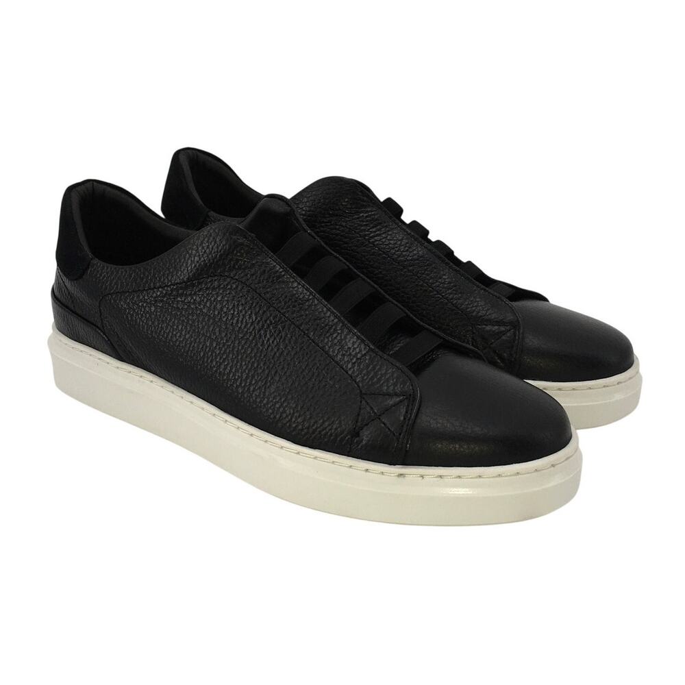 Bruno Magli Salvador Slip On Sneaker Black Mens 11.5 EU 44.5 Leather Minimalist